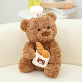 Chef Teddy Bear Stuffed Animal Holds Toast Bread Bag Cute Bear Plush